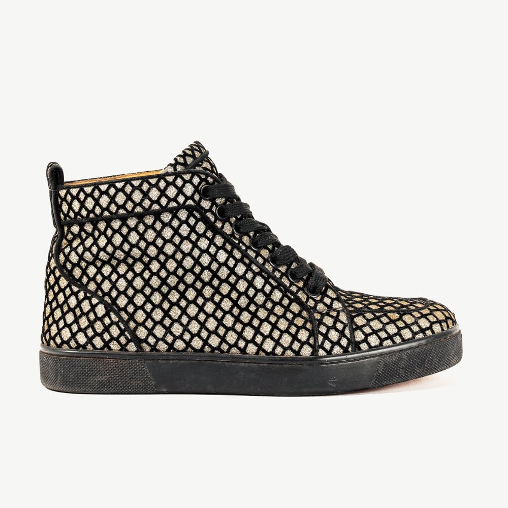 Christian Louboutin Rantus Orlato Black Glitter Gold High-Top Sneaker